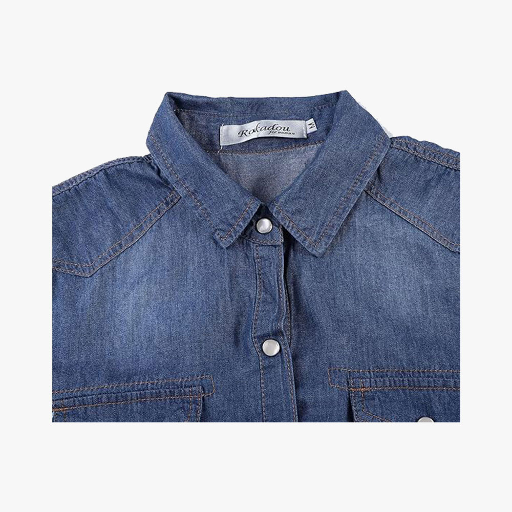 Denim Jean Top Jacket Sleeve Crop Women - Image 5
