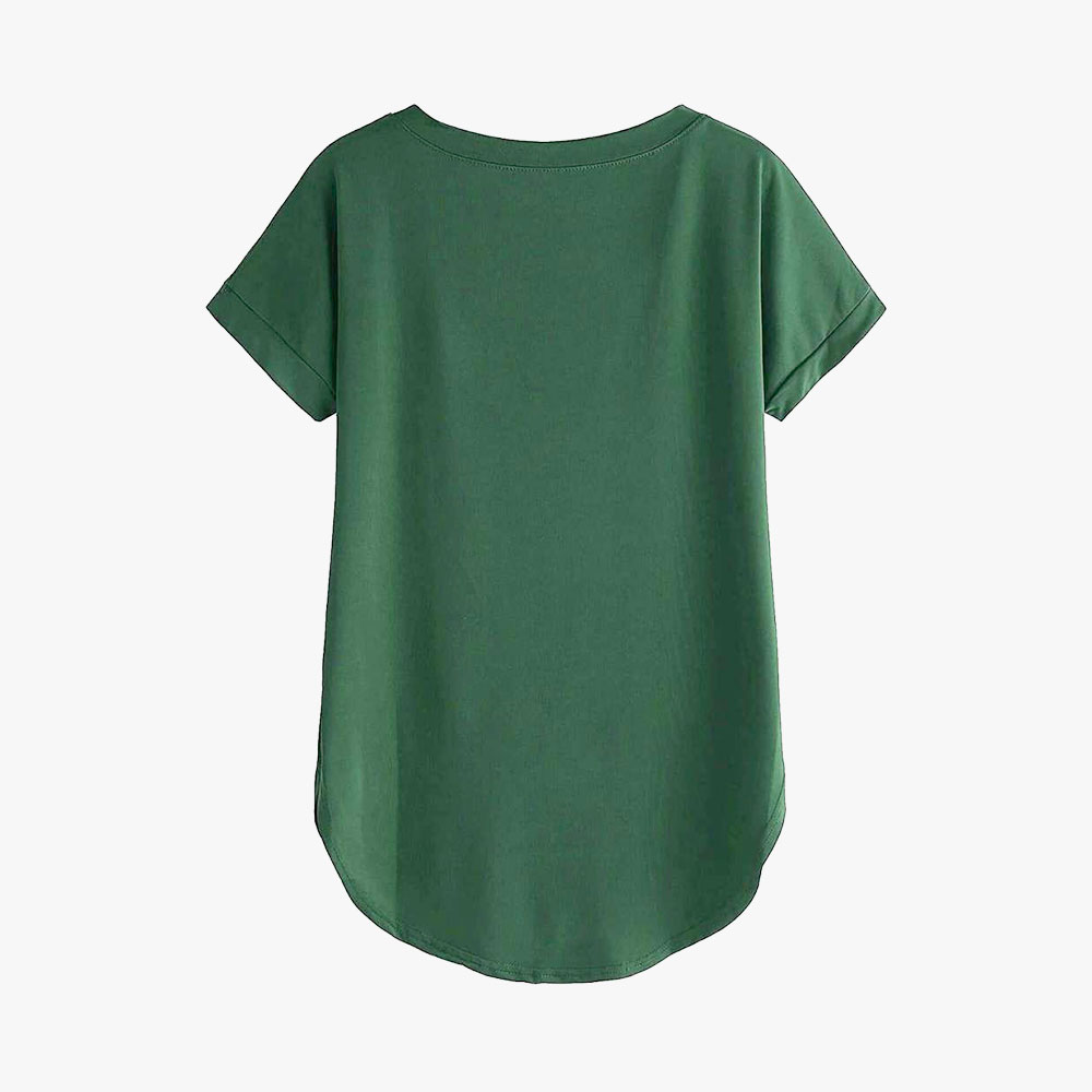 Women Solid Round Neck Cotton T-Shirt - Image 2